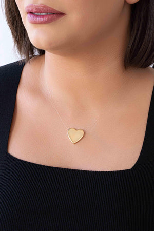 Gargantilha Nylon Pingente Coração Banhado a Ouro 18K