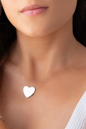 Gargantilha Nylon Pingente Coração Ródio Branco