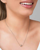 Gargantilha Veneziana Pingente Bola 8 mm Ródio Branco