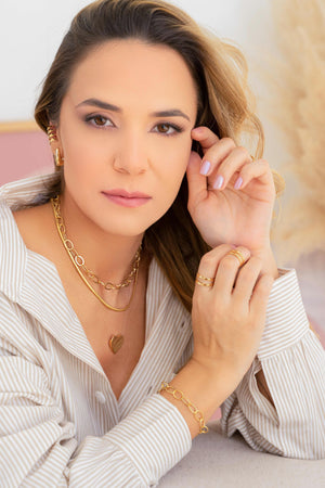 Anel Ajustável Dois Filetes Liso Tamanho P Banhado a Ouro 18K