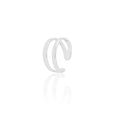 Anel Ajustável Dois Filetes Liso Tamanho M Ródio Branco