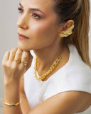 Anel Ajustável X Liso Tamanho P Banhado a Ouro 18K