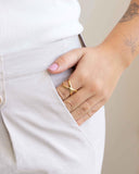 Anel Ajustável X Liso Tamanho P Banhado a Ouro 18K