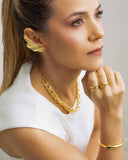 Anel Ajustável X Liso Tamanho M Banhado a Ouro 18K