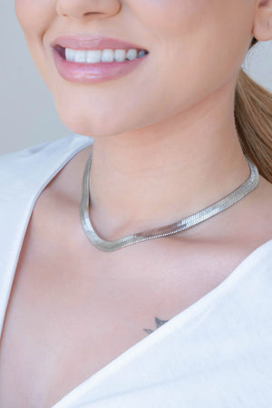Choker Fita Ródio Branco