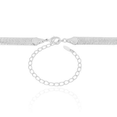 Choker Malha Fita 7 mm Ródio Branco