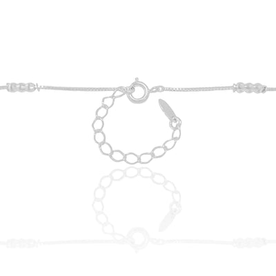 Gargantilha Longa Bolinhas Diamantadas Ródio Branco