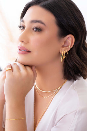 Anel Ajustável de Dedinho Reto Liso Tamanho P Banhado a Ouro 18K