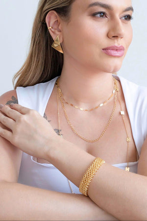 Piercing Liso Achatado Banhado a Ouro 18K