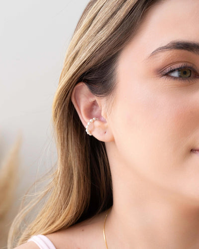 Piercing Perolas Banhado a Ouro 18K