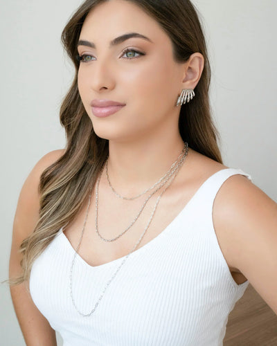 Choker Elos Lisos Ródio Branco - 32 cm