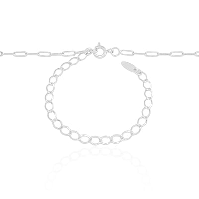 Choker Elos Lisos Ródio Branco - 32 cm