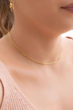 Choker Bolinhas Achatadas Banhado a Ouro 18K