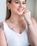 Gargantilha Plaquinhas Redondas Flat Ródio Branco