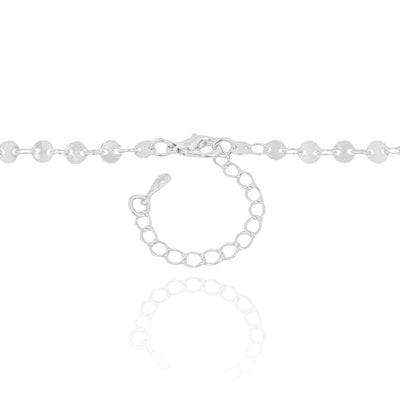 Colar Plaquinhas Redondas Flat Ródio Branco - 45 cm