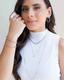 Gargantilha Longa Elos Pontos de Luz Cristal Ródio Branco