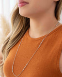 Gargantilha Longa Elos Pontos de Luz Cristal Ródio Branco