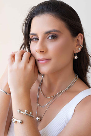 Choker Bolinhas 3 mm Ródio Branco