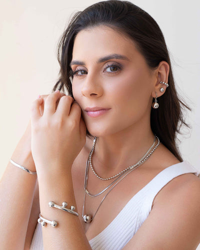 Choker Bolinhas 3 mm Ródio Branco - 32 cm