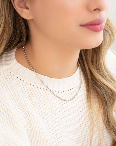 Choker Bolinhas 3 mm Ródio Branco - 32 cm