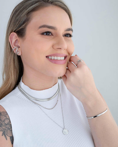 Choker Snake 6 mm Ródio Branco - 32 cm