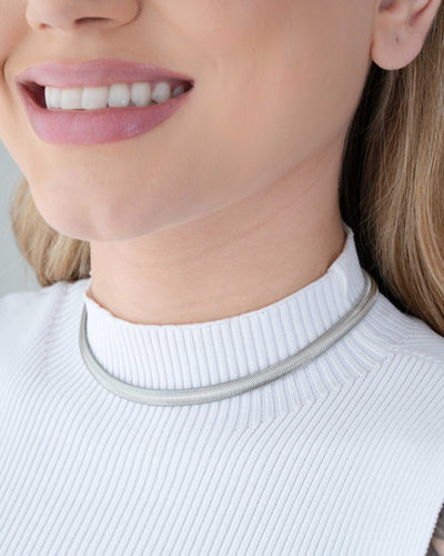 Choker Snake 6 mm Ródio Branco - 32 cm