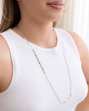 Gargantilha Longa Plaquetas Redondas Flat Ródio Branco