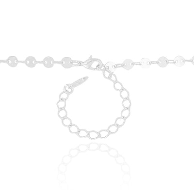 Colar Longo Plaquinhas Redondas Flat Ródio Branco - 80 cm