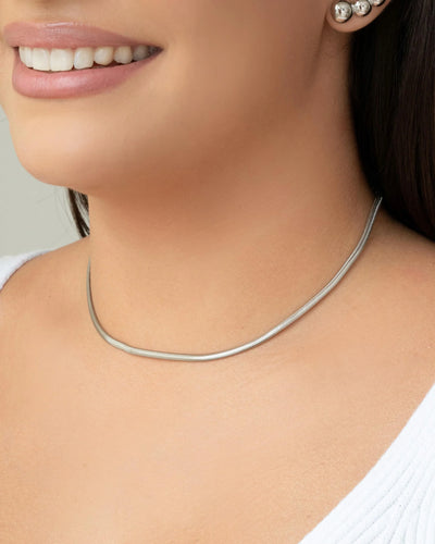 Choker Snake 3 mm Ródio Branco - 32 cm