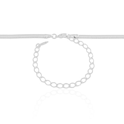 Choker Snake 3 mm Ródio Branco - 32 cm