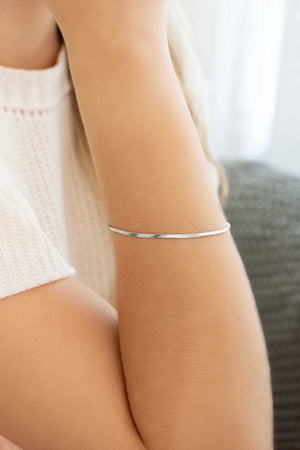 Pulseira Malha Fita 2 mm Ródio Branco