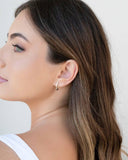 Brinco Meia Argola Oval Liso Ródio Branco