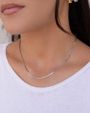 Choker Malha Fita 2 mm Ródio Branco