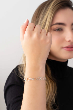 Pulseira Elos Ovais 7 mm Ródio Branco