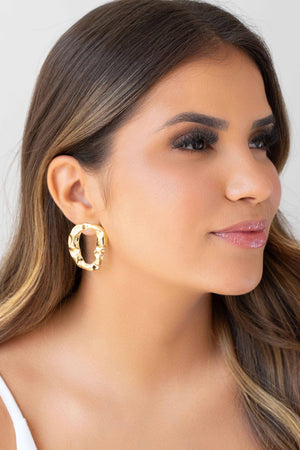 Brinco Orgânico Vazado Banhado a Ouro 18K
