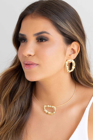 Brinco Orgânico Vazado Banhado a Ouro 18K