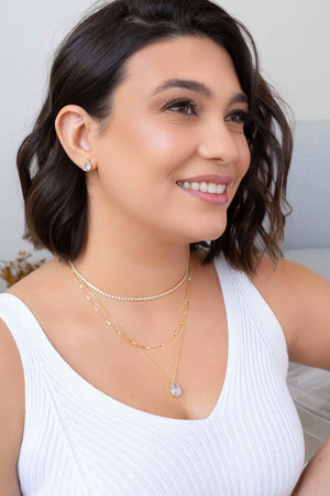 Conjunto Gota Cristal Banhado a Ouro 18K