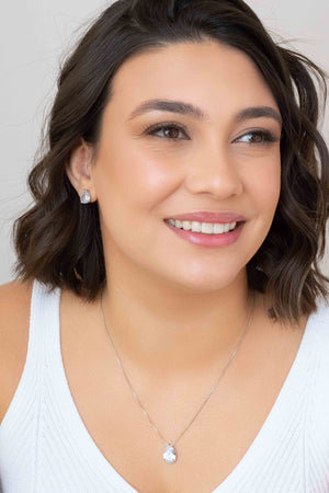 Conjunto Gota Cristal Ródio Branco