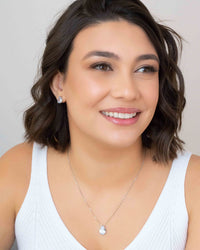 Conjunto Gota Cristal Ródio Branco