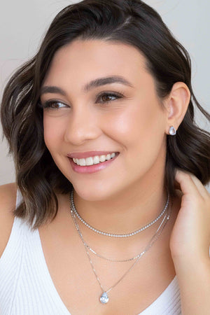 Conjunto Gota Cristal Ródio Branco