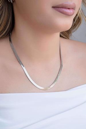 Gargantilha Malha Fita 5 mm Ródio Branco