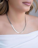 Gargantilha Malha Fita 5 mm Ródio Branco