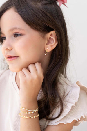 Pulseira Infantil Corações Lisos Banhado a Ouro 18K