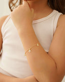 Pulseira Infantil Elos com Plaquinha Ponto de Luz Cristal Banhado a Ouro 18K