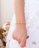 Pulseira Infantil Corações Cristal Banhado a Ouro 18K