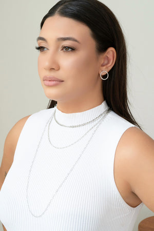 Choker Elos Duplos Ródio Branco