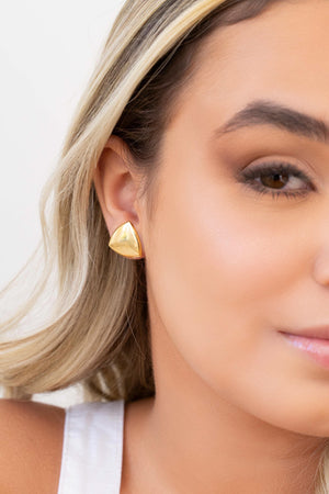 Brinco Triangular Liso Banhado a Ouro 18K