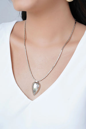 Gargantilha Canutilhos com Gota Lisa Ródio Branco