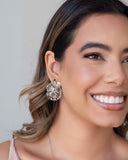 Brinco Flor Vazada Ródio Branco