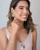 Brinco Flor Vazada Ródio Branco